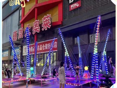 新款電動(dòng)發(fā)光音樂(lè)四人蹦極床蹦蹦床兒童彈跳床小型戶(hù)外折疊跳跳床